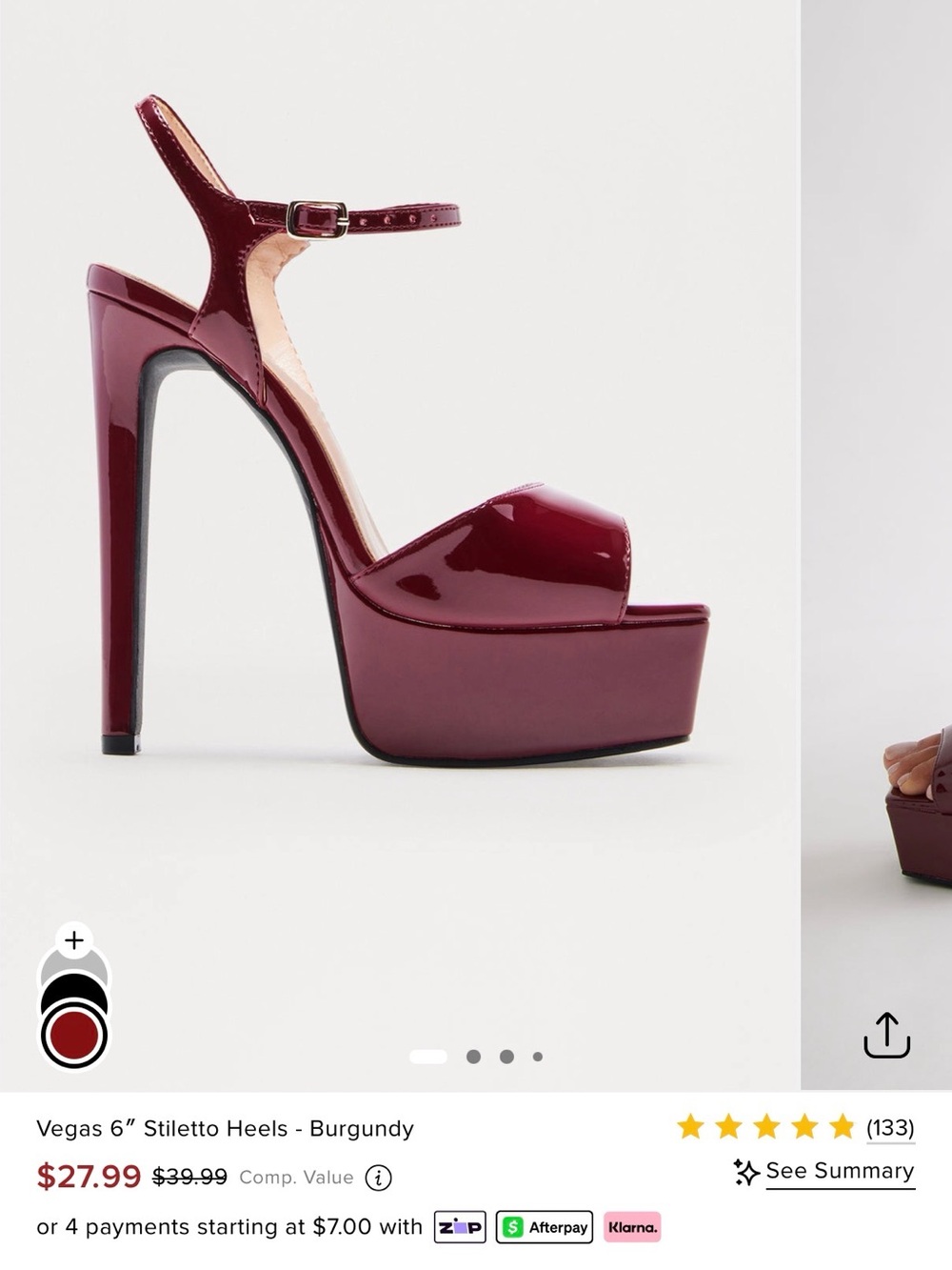 Fashion Nova Burgundy Patent Platform Stiletto Heels + Khaki green kitten heel